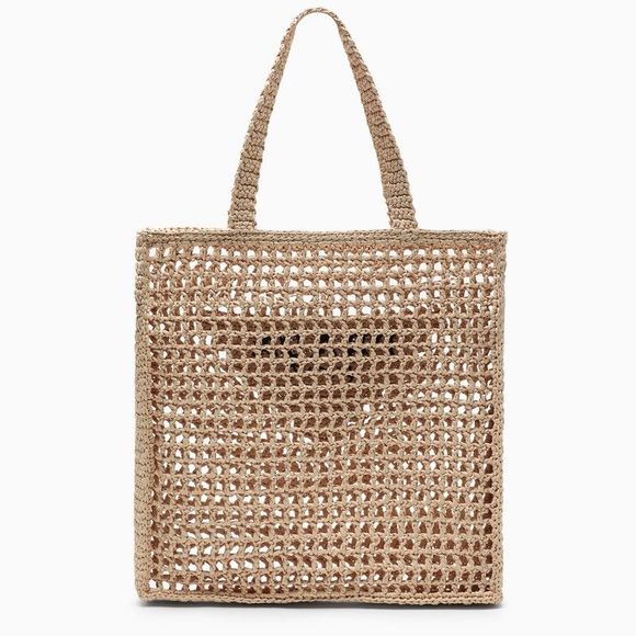 Prada Natural Logoed Crochet Tote Bag - Picture 3 of 5